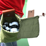 Foraging Pouch Collapsible PU Leather Canvas Mushroom Foraging Bag for Hiking Camping Hunting - Extra Image
