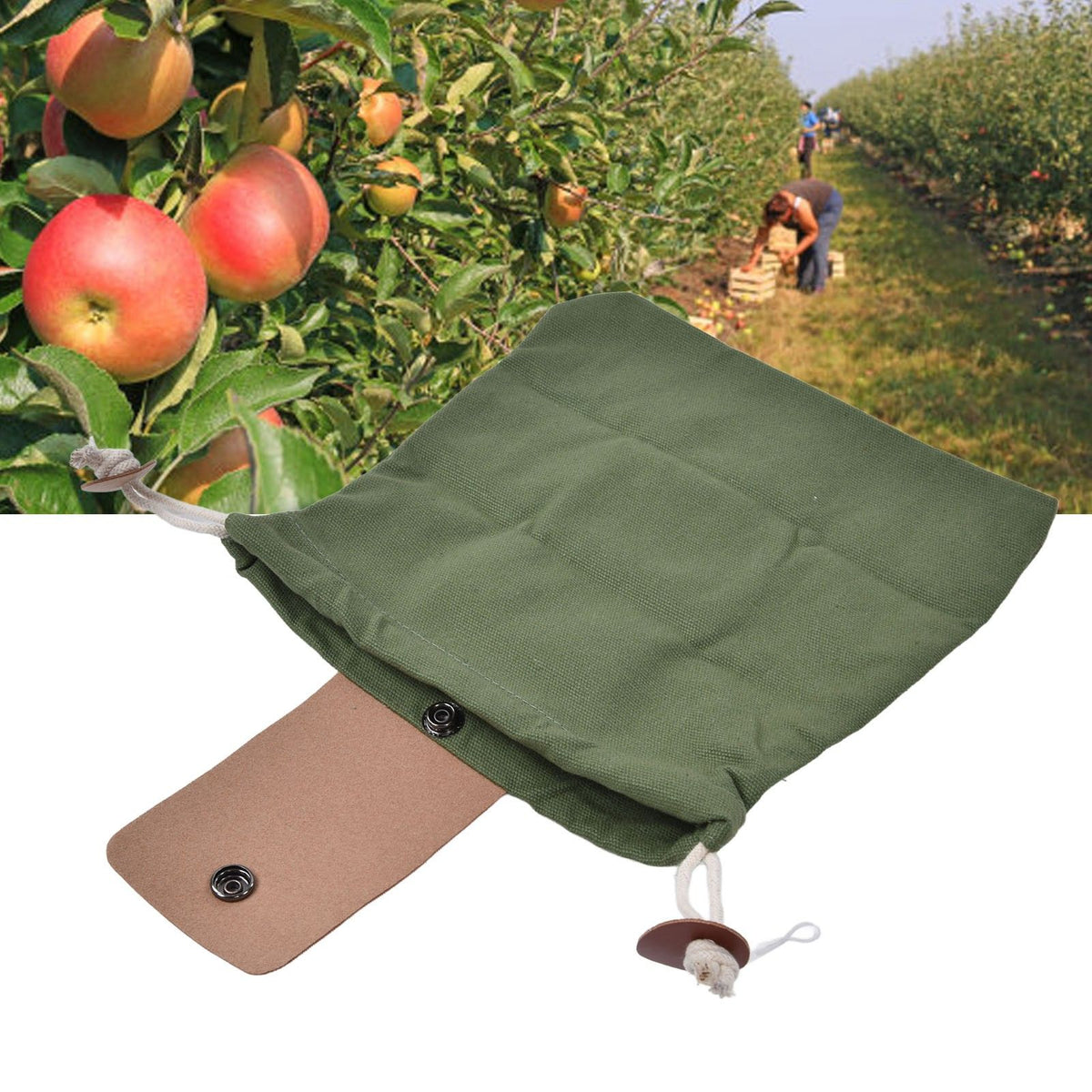 Foraging Pouch Collapsible PU Leather Canvas Mushroom Foraging Bag for Hiking Camping Hunting