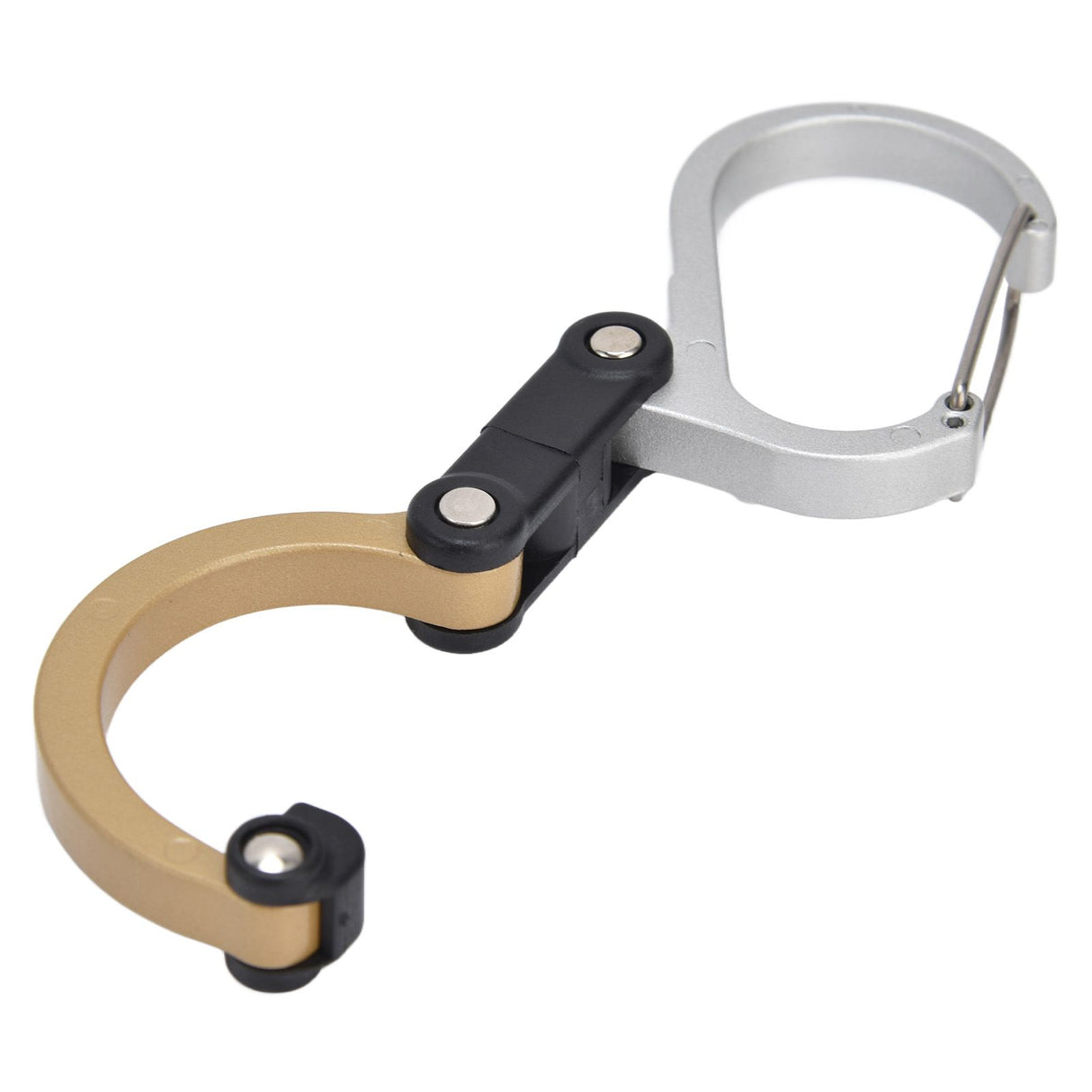 D Type Carabiner Multifunctional Aluminum Alloy Portable Stroller Carabiner for Traveling Camping HikingGold