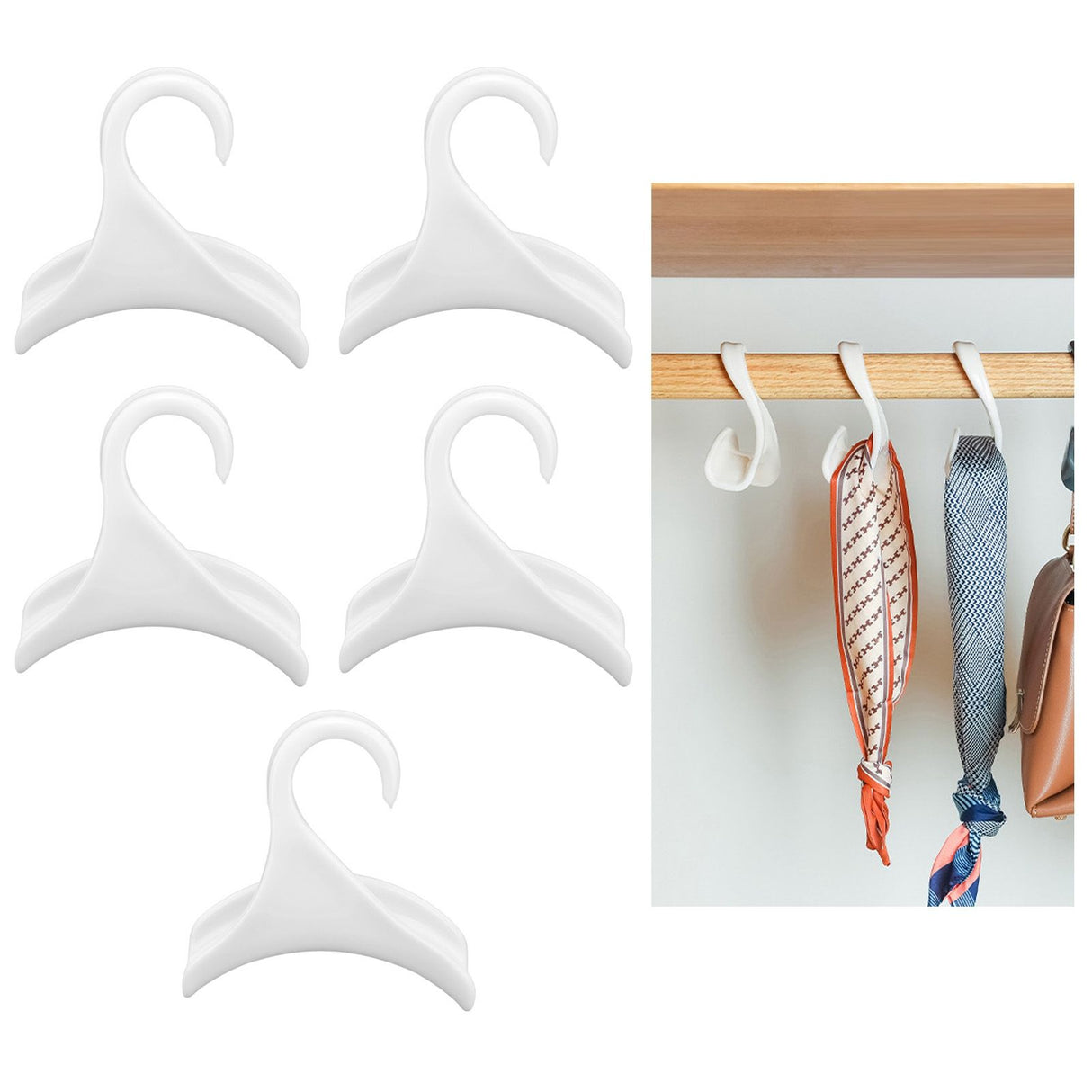5Pcs Purse Door Hanger Bag Arc Closet Hanger Hook for Satchel Coat Haversack Belt StorageWhite