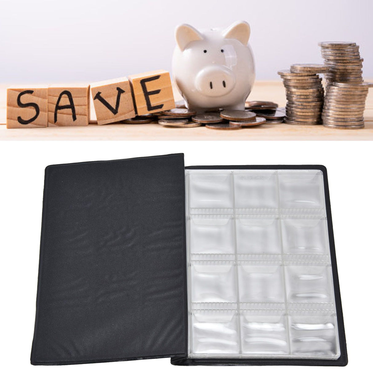 Coin Collection Book Large Capacity Anti Slip Design Good Water Resistance 120 Pockets Coin Holder for Collection UseBlack