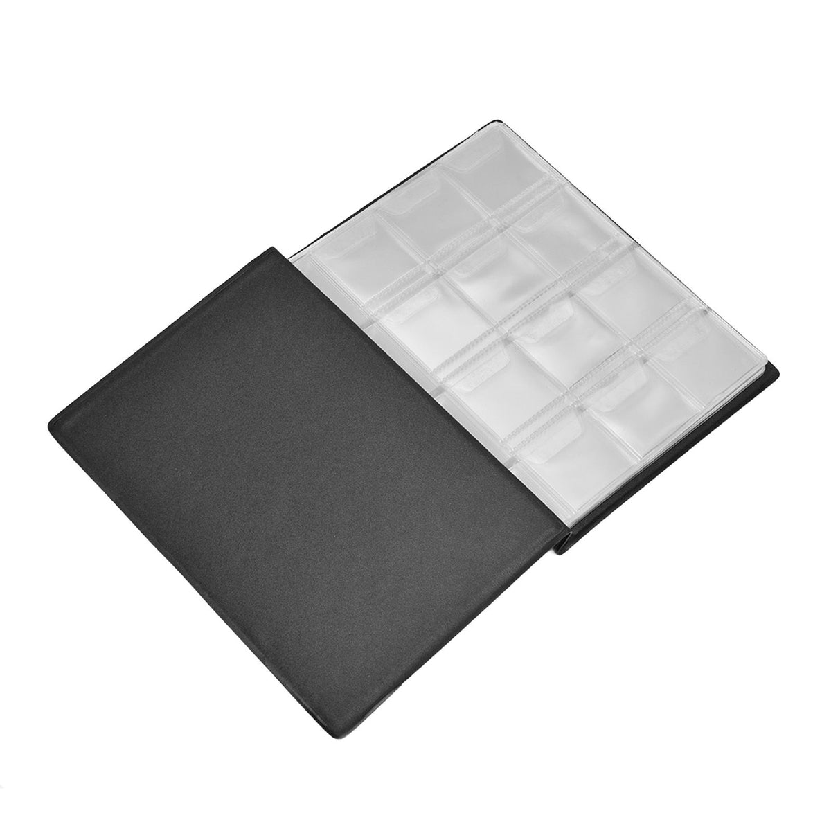 Coin Collection Book 120 PVC Pockets PU Cover Transparent Design Soft Highly Durable Clear Texture Coin AlbumBlack