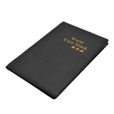 Coin Collection Book 120 PVC Pockets PU Cover Transparent Design Soft Highly Durable Clear Texture Coin AlbumBlack - Close-Up Angle