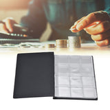 Coin Collection Book 120 PVC Pockets PU Cover Transparent Design Soft Highly Durable Clear Texture Coin AlbumBlack