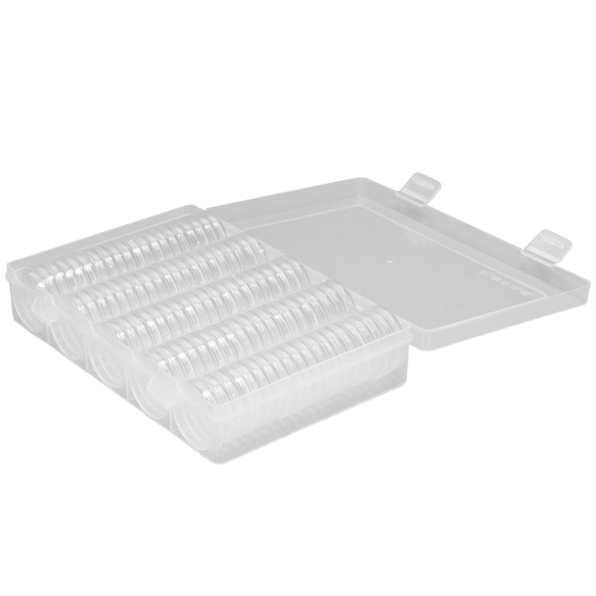 Coin Holder 100 Pieces Storage Plastic Transparent Coin Storage Box with Coin Capsules for Coin Collection Exhibition