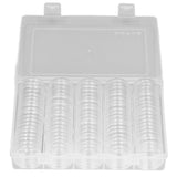 Coin Holder 100 Pieces Storage Plastic Transparent Coin Storage Box with Coin Capsules for Coin Collection Exhibition