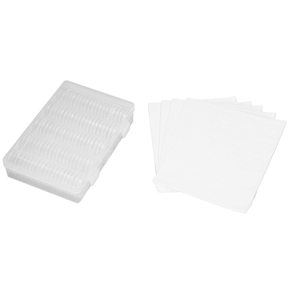 Coin Holder 100 Pieces Storage Plastic Transparent Coin Storage Box with Coin Capsules for Coin Collection Exhibition