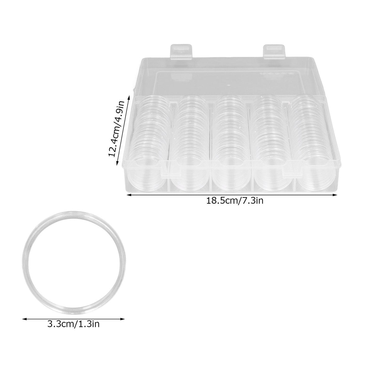 Coin Holder 100 Pieces Storage Plastic Transparent Coin Storage Box with Coin Capsules for Coin Collection Exhibition