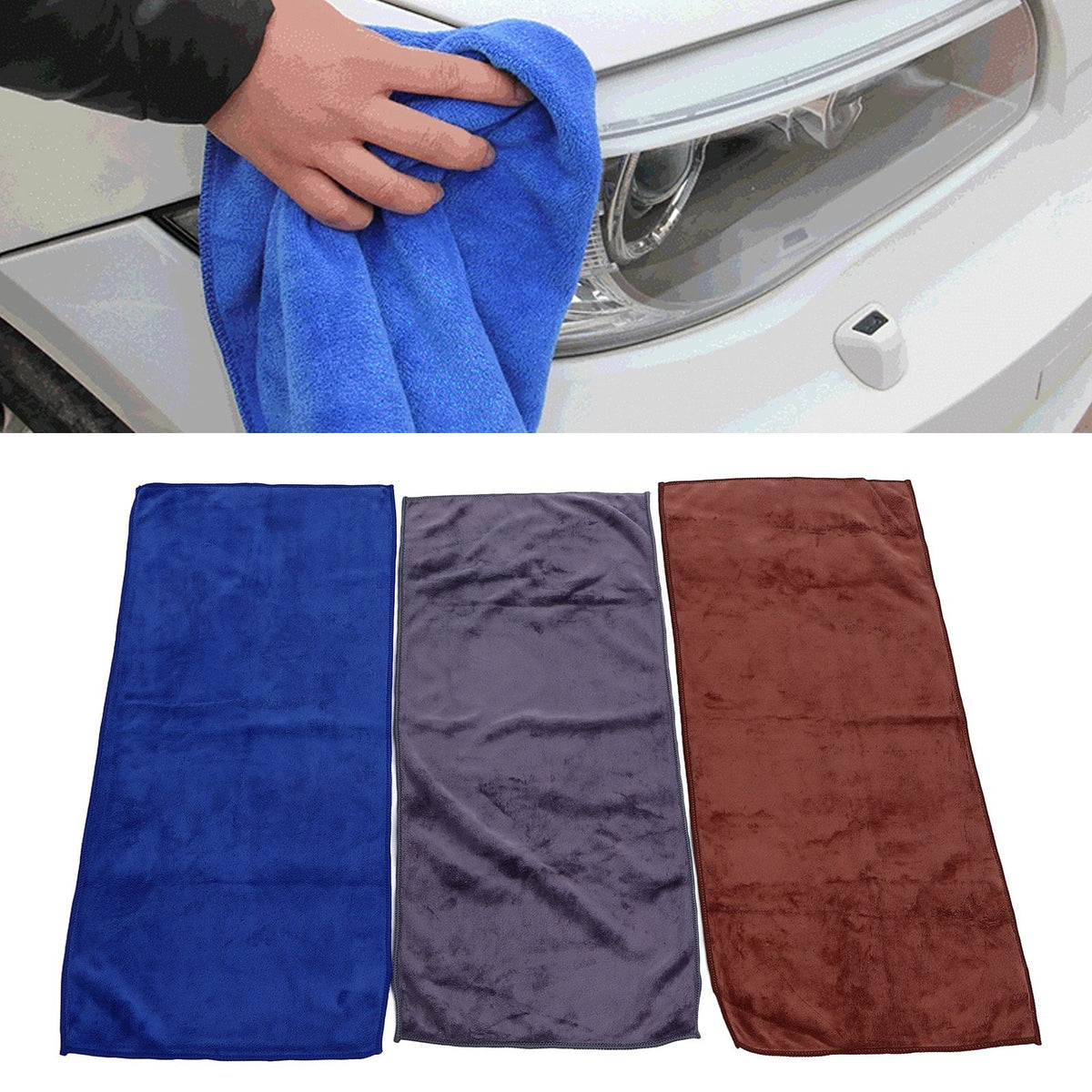 3Pcs Multifunctional Microfiber Car Towels Super Absorben Car Wash Drying Towels Double Sided Cleaning Cloth