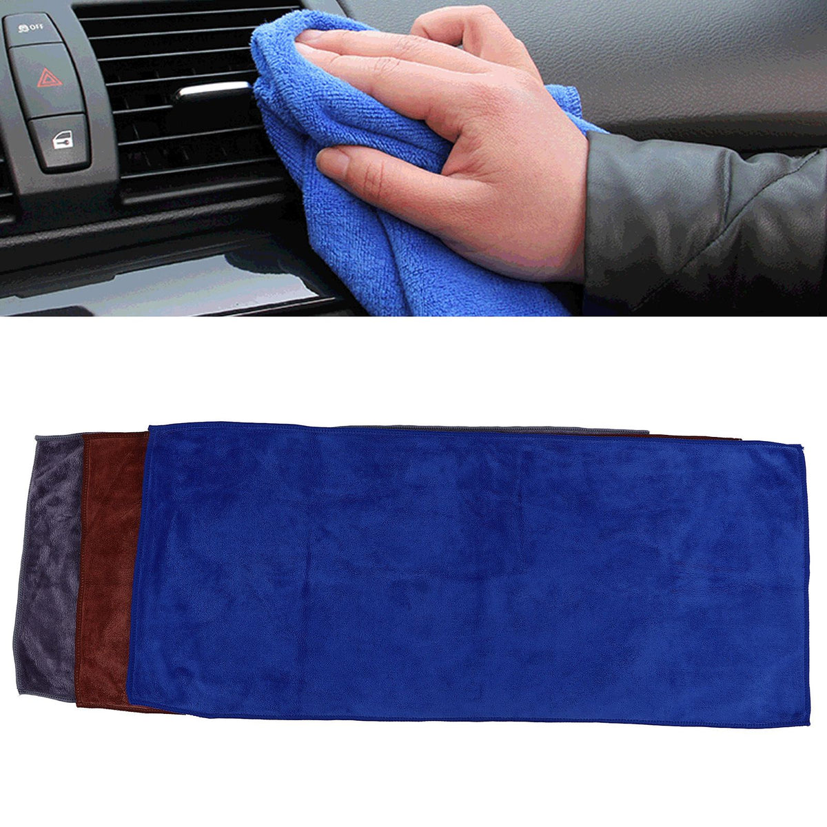 3Pcs Multifunctional Microfiber Car Towels Super Absorben Car Wash Drying Towels Double Sided Cleaning Cloth