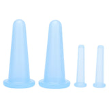4pcs Cupping Set Massage Therapy Cups Convenient Practical Compact Lightweight Soft Flexible Cleanable Face MassagerBlue