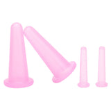 4pcs Cupping Set Massage Therapy Cups Convenient Practical Compact Lightweight Soft Flexible Cleanable Face MassagerPink