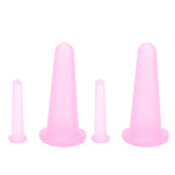 4pcs Cupping Set Massage Therapy Cups Convenient Practical Compact Lightweight Soft Flexible Cleanable Face MassagerPink