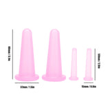 4pcs Cupping Set Massage Therapy Cups Convenient Practical Compact Lightweight Soft Flexible Cleanable Face MassagerPink