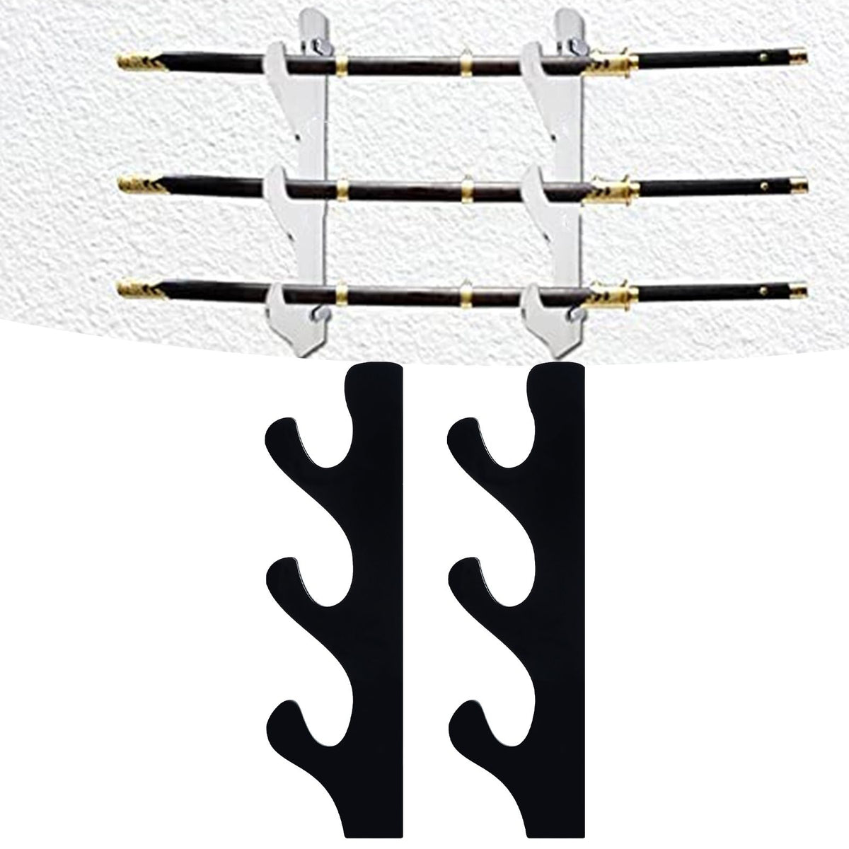 1 Pair Sword Stand Acrylic Three Layer Wall Mounted Sword Display Stand Support for All SwordsBlack