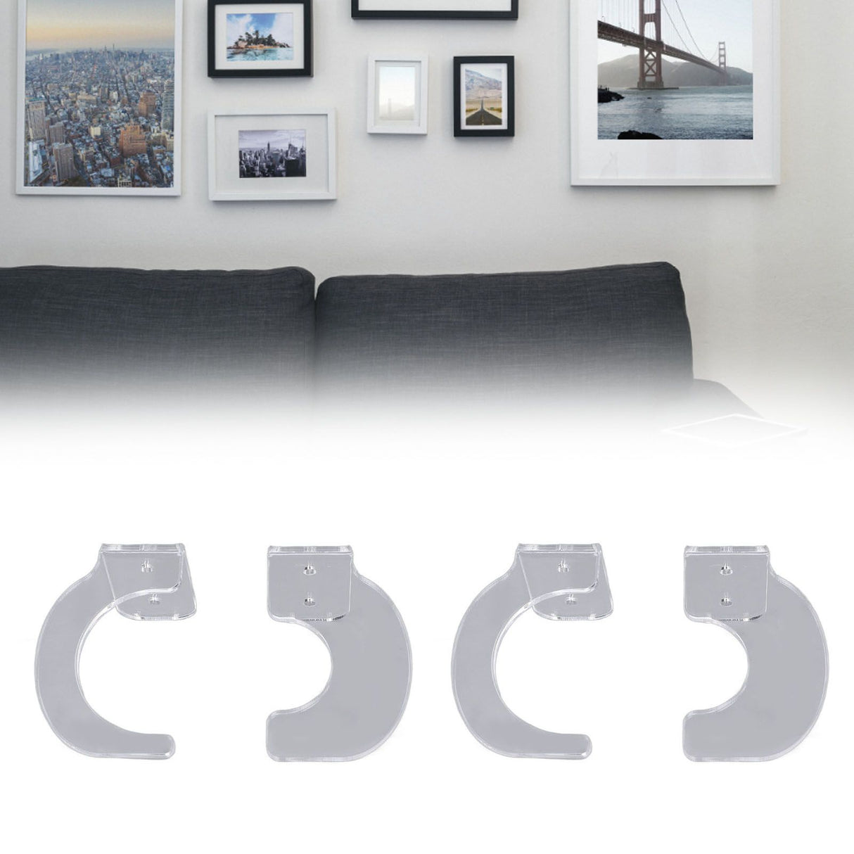 2Pack Wall Mount Sword Display Hanger Hanging Acrylic Holder Rack Organizer for Home OfficeTransparent