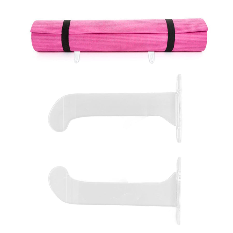 1Pair Yoga Mat Wall Mount Holder Acrylic Yoga Mat Wall Hanger Storage Rack Household Exercise Yoga Mat BracketTransparent