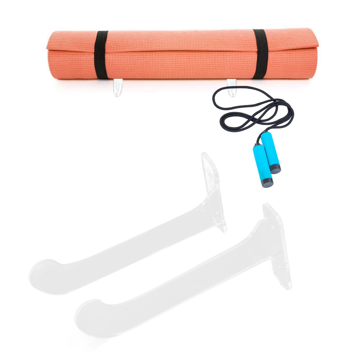 1Pair Yoga Mat Wall Mount Holder Acrylic Yoga Mat Wall Hanger Storage Rack Household Exercise Yoga Mat BracketTransparent
