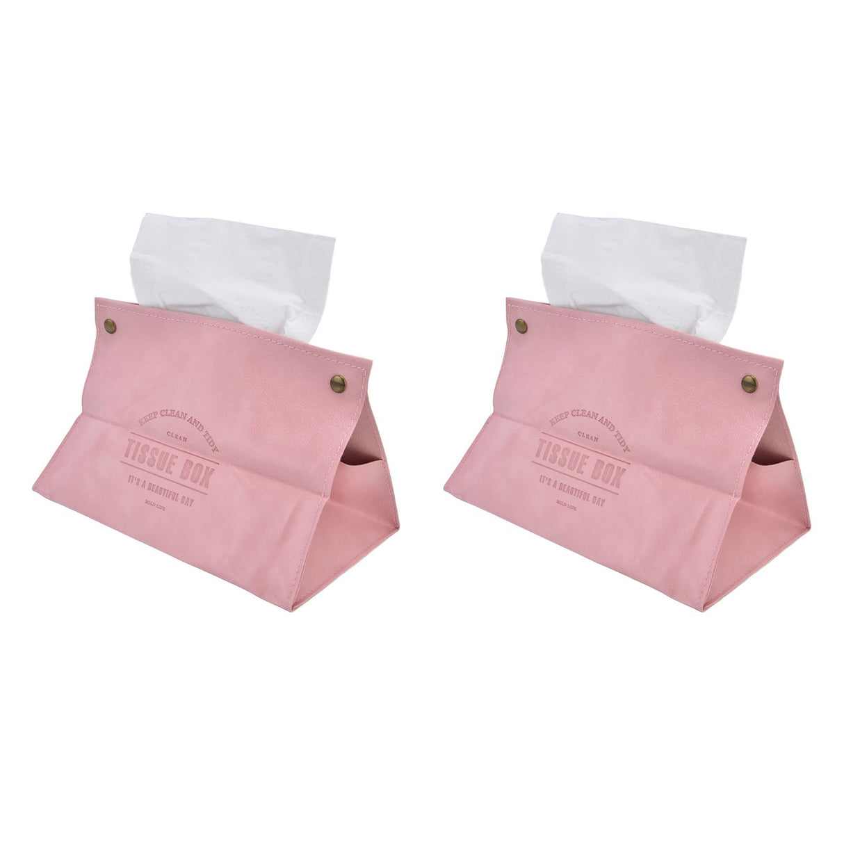 2 Packs Tissue Box Cover Nordic Handbag Styling Medroom Artificial Leather Tissue Box Cover Holder for Living RoomPink