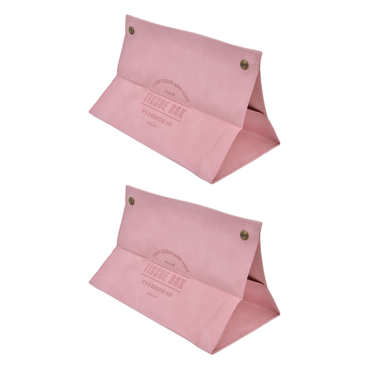 2 Packs Tissue Box Cover Nordic Handbag Styling Medroom Artificial Leather Tissue Box Cover Holder for Living RoomPink