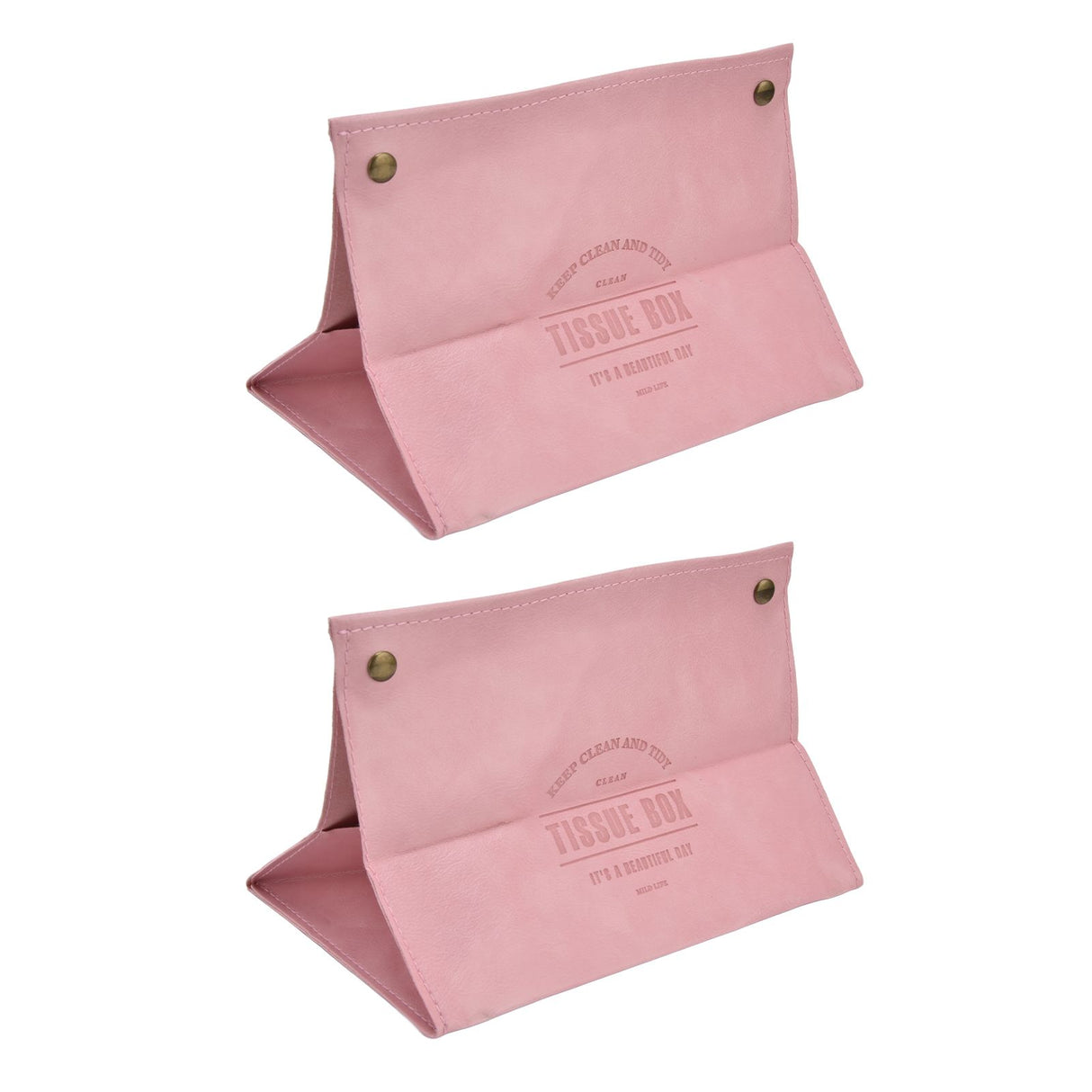 2 Packs Tissue Box Cover Nordic Handbag Styling Medroom Artificial Leather Tissue Box Cover Holder for Living RoomPink