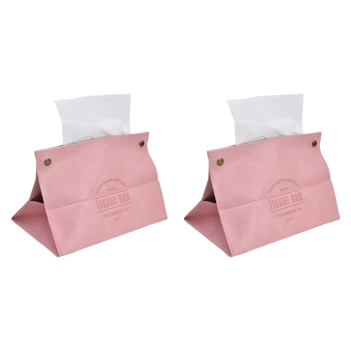 2 Packs Tissue Box Cover Nordic Handbag Styling Medroom Artificial Leather Tissue Box Cover Holder for Living RoomPink