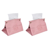 2 Packs Tissue Box Cover Nordic Handbag Styling Medroom Artificial Leather Tissue Box Cover Holder for Living RoomPink