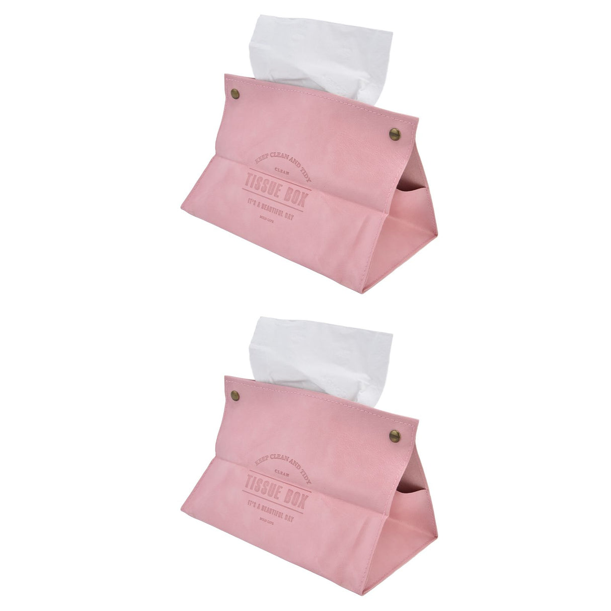 2 Packs Tissue Box Cover Nordic Handbag Styling Medroom Artificial Leather Tissue Box Cover Holder for Living RoomPink