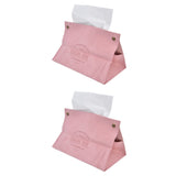 2 Packs Tissue Box Cover Nordic Handbag Styling Medroom Artificial Leather Tissue Box Cover Holder for Living RoomPink