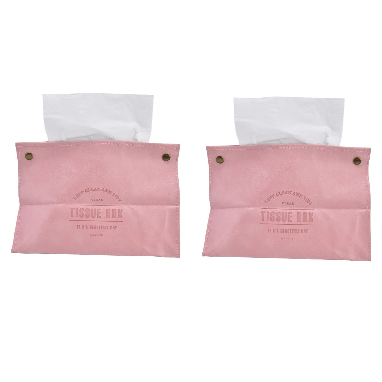 2 Packs Tissue Box Cover Nordic Handbag Styling Medroom Artificial Leather Tissue Box Cover Holder for Living RoomPink
