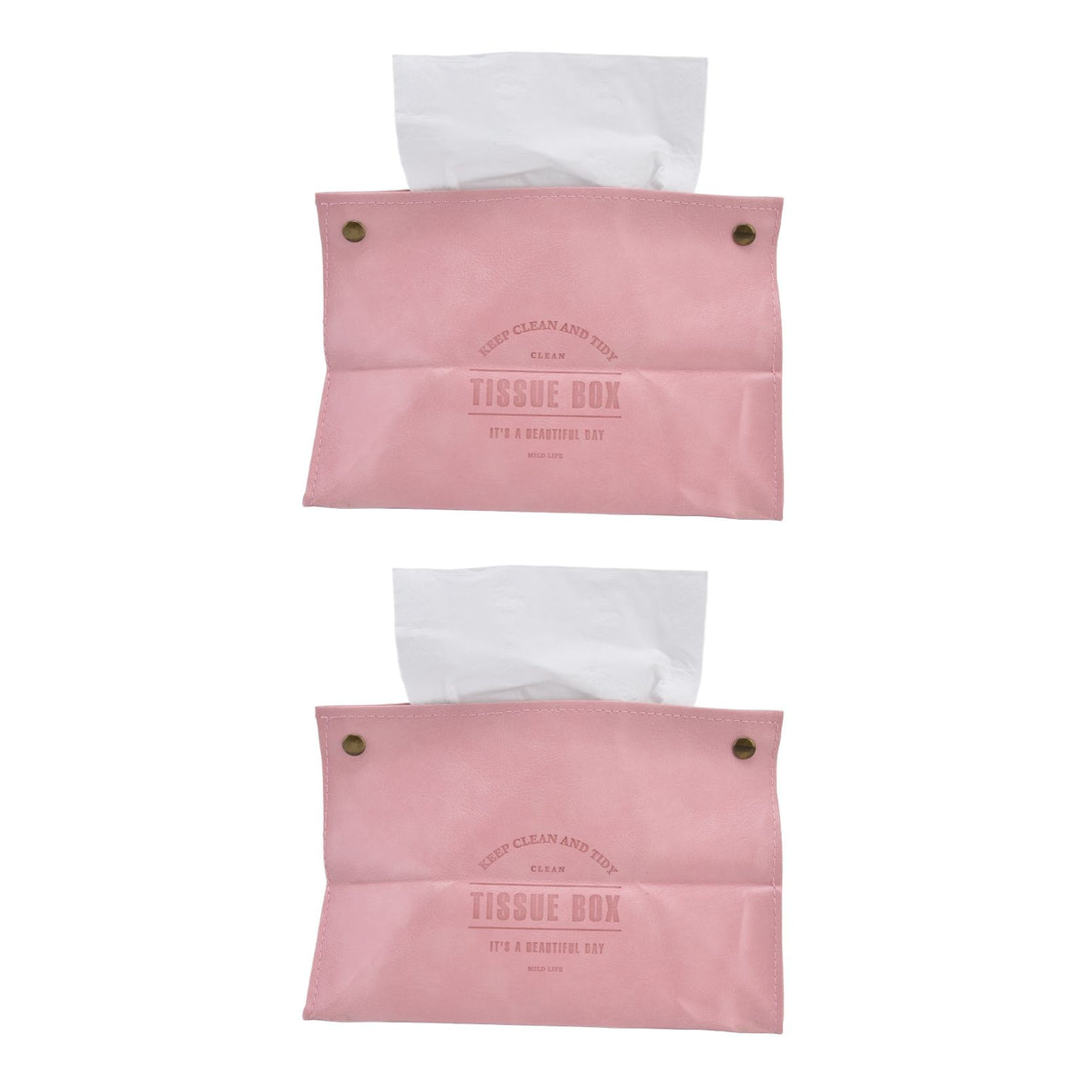 2 Packs Tissue Box Cover Nordic Handbag Styling Medroom Artificial Leather Tissue Box Cover Holder for Living RoomPink
