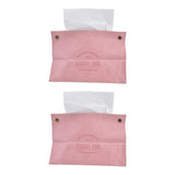 2 Packs Tissue Box Cover Nordic Handbag Styling Medroom Artificial Leather Tissue Box Cover Holder for Living RoomPink