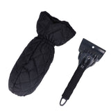 Waterproof Ice Scraper Mitt 2 in 1 Design Elastic Band Design Easy to Hold Convenient Cold Proof Car Snow Scraper GloveBlack - Front View