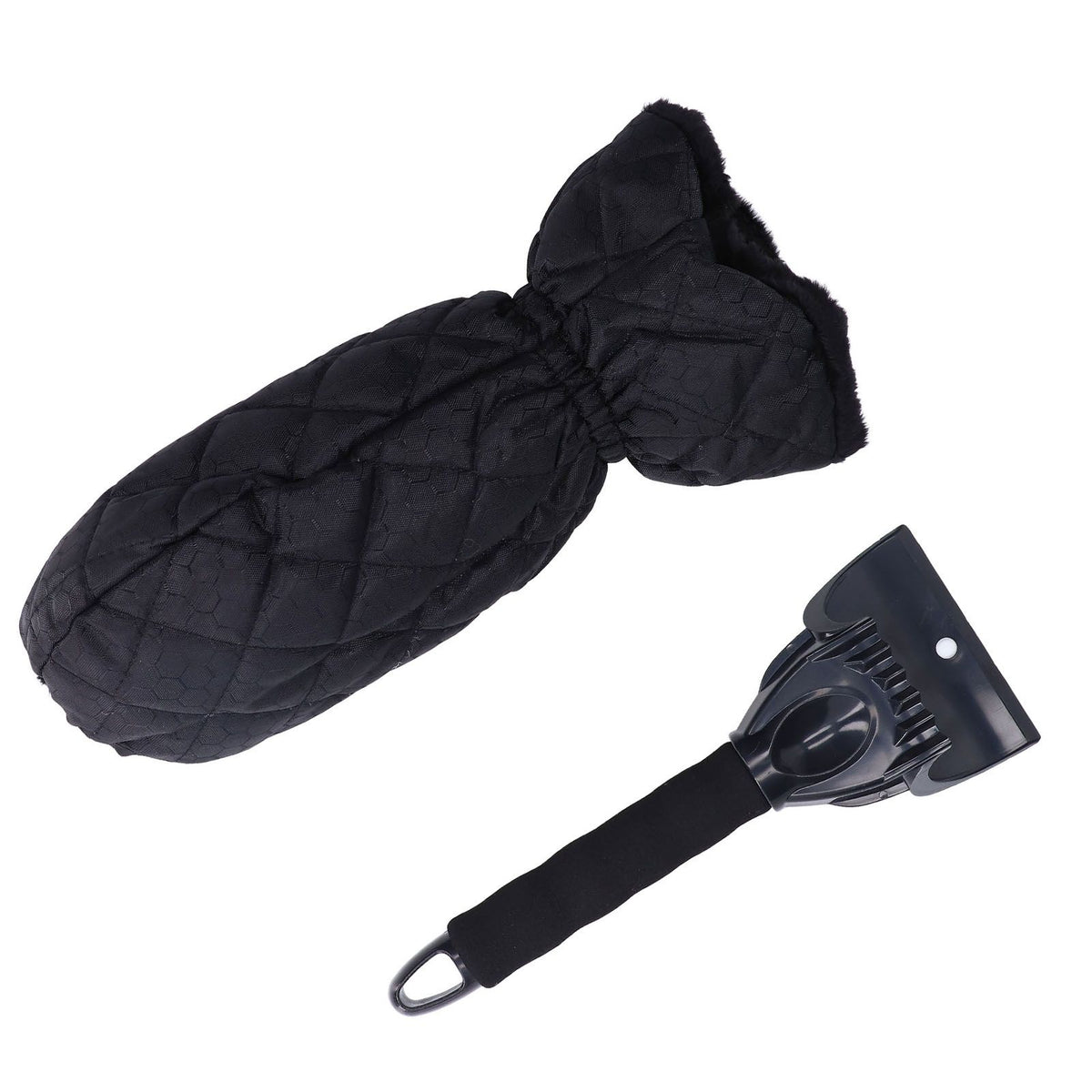 Waterproof Ice Scraper Mitt 2 in 1 Design Elastic Band Design Easy to Hold Convenient Cold Proof Car Snow Scraper GloveBlack