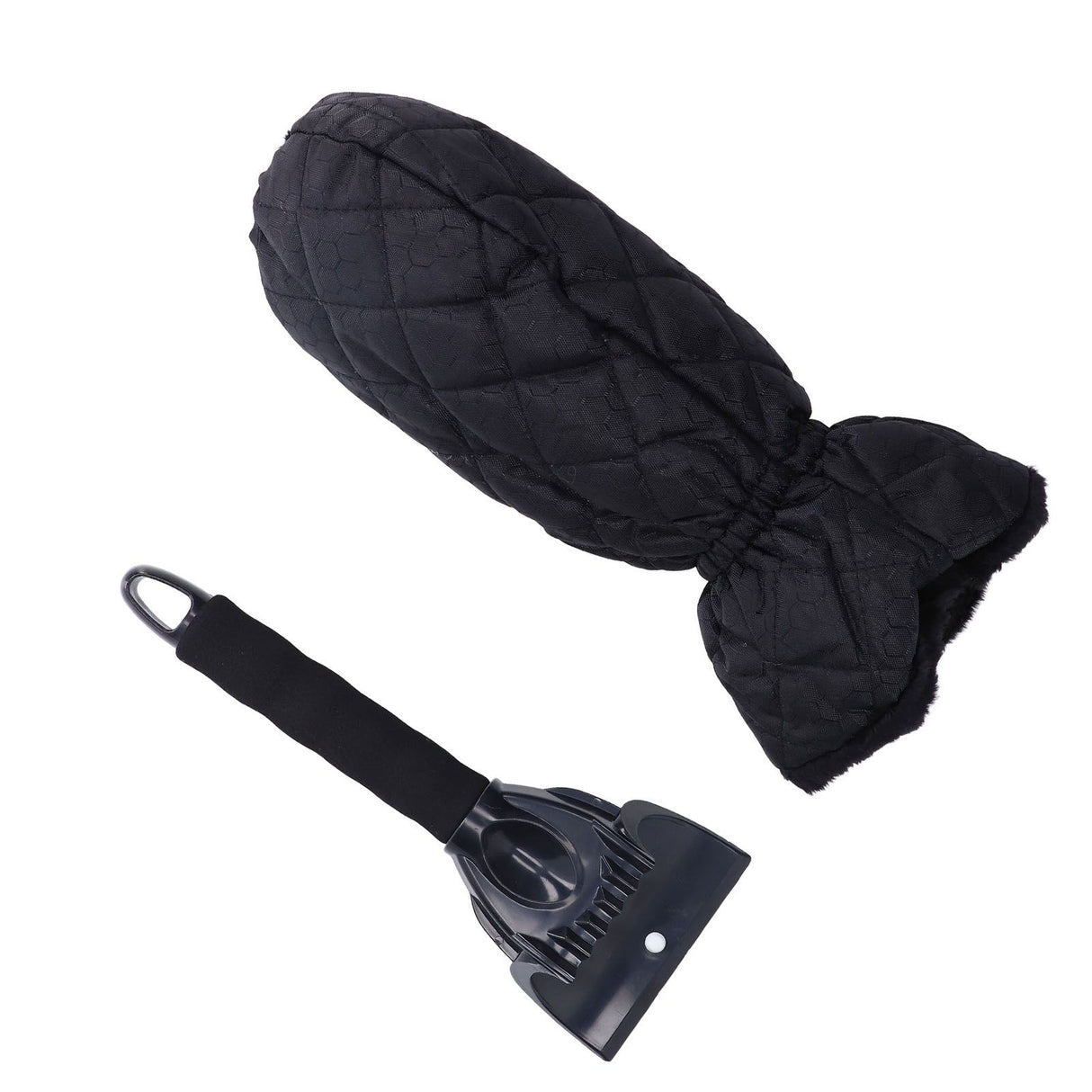 Waterproof Ice Scraper Mitt 2 in 1 Design Elastic Band Design Easy to Hold Convenient Cold Proof Car Snow Scraper GloveBlack