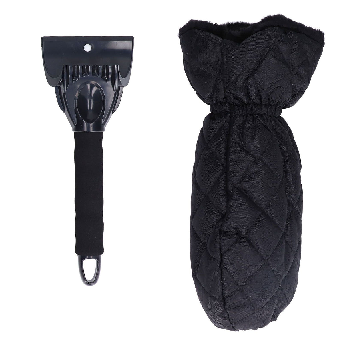Waterproof Ice Scraper Mitt 2 in 1 Design Elastic Band Design Easy to Hold Convenient Cold Proof Car Snow Scraper GloveBlack
