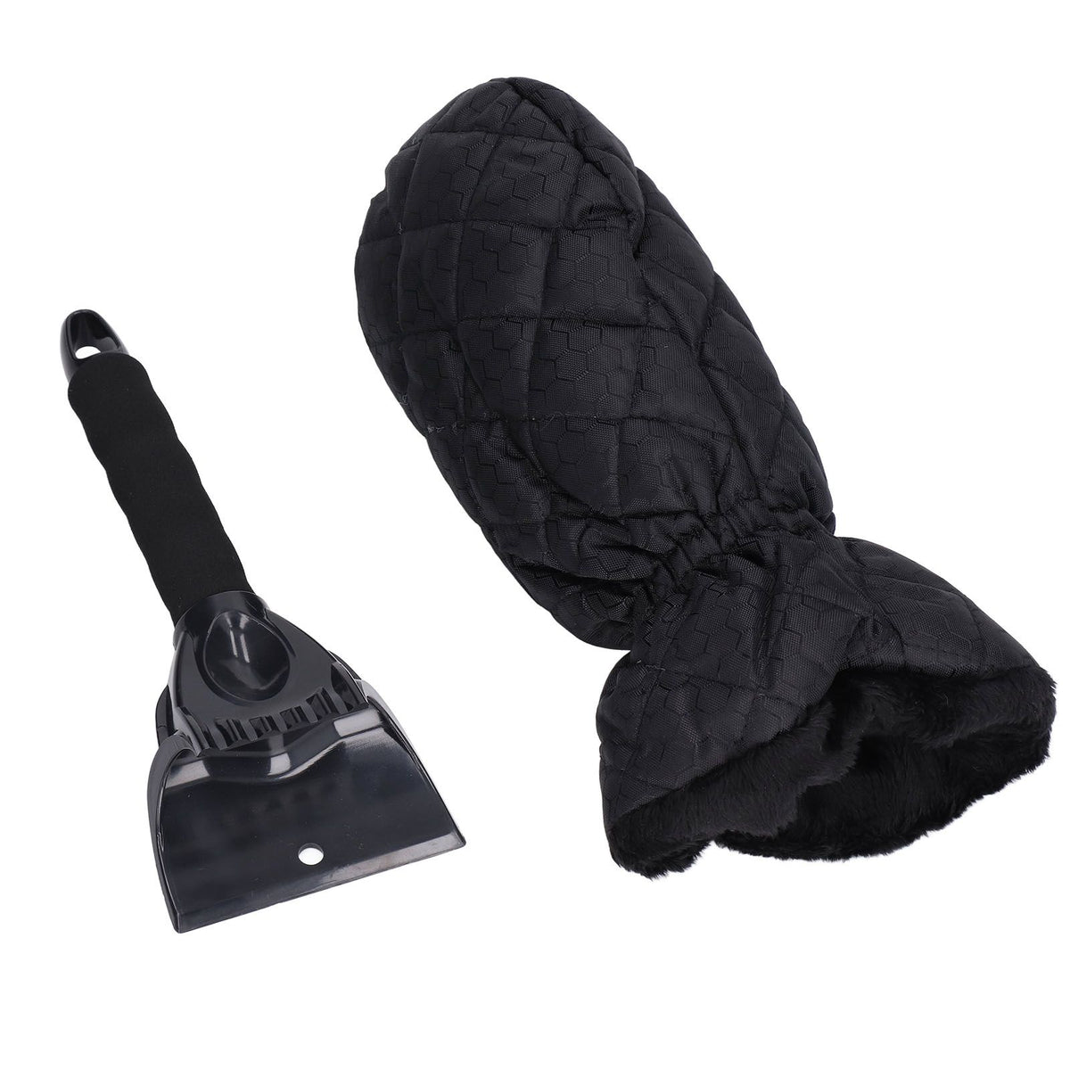Waterproof Ice Scraper Mitt 2 in 1 Design Elastic Band Design Easy to Hold Convenient Cold Proof Car Snow Scraper GloveBlack