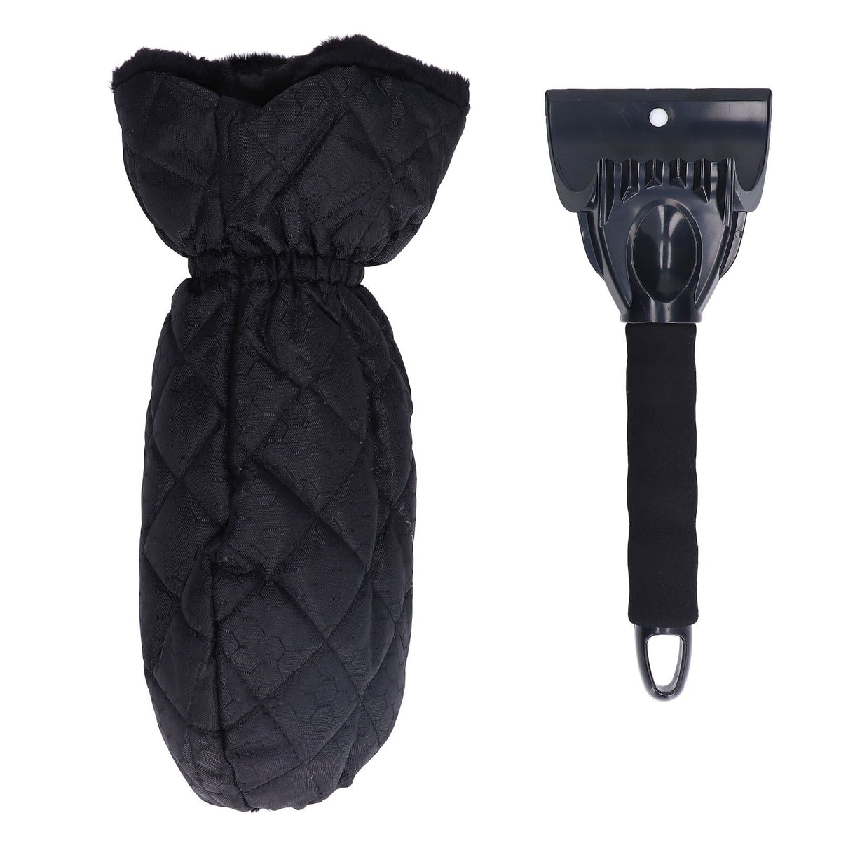Waterproof Ice Scraper Mitt 2 in 1 Design Elastic Band Design Easy to Hold Convenient Cold Proof Car Snow Scraper GloveBlack