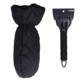 Waterproof Ice Scraper Mitt 2 in 1 Design Elastic Band Design Easy to Hold Convenient Cold Proof Car Snow Scraper GloveBlack