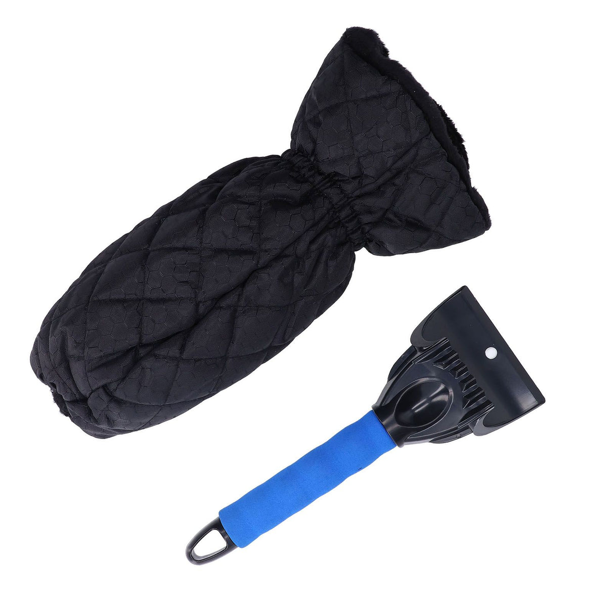 Waterproof Ice Scraper Mitt 2 in 1 Design Elastic Band Design Easy to Hold Convenient Cold Proof Car Snow Scraper GloveBlue