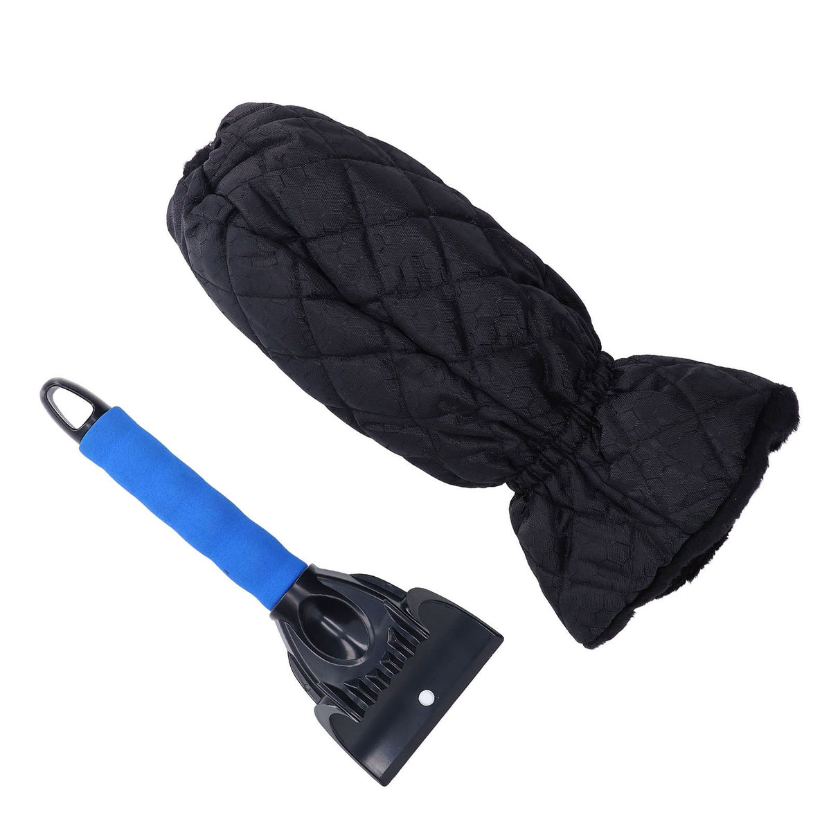Waterproof Ice Scraper Mitt 2 in 1 Design Elastic Band Design Easy to Hold Convenient Cold Proof Car Snow Scraper GloveBlue