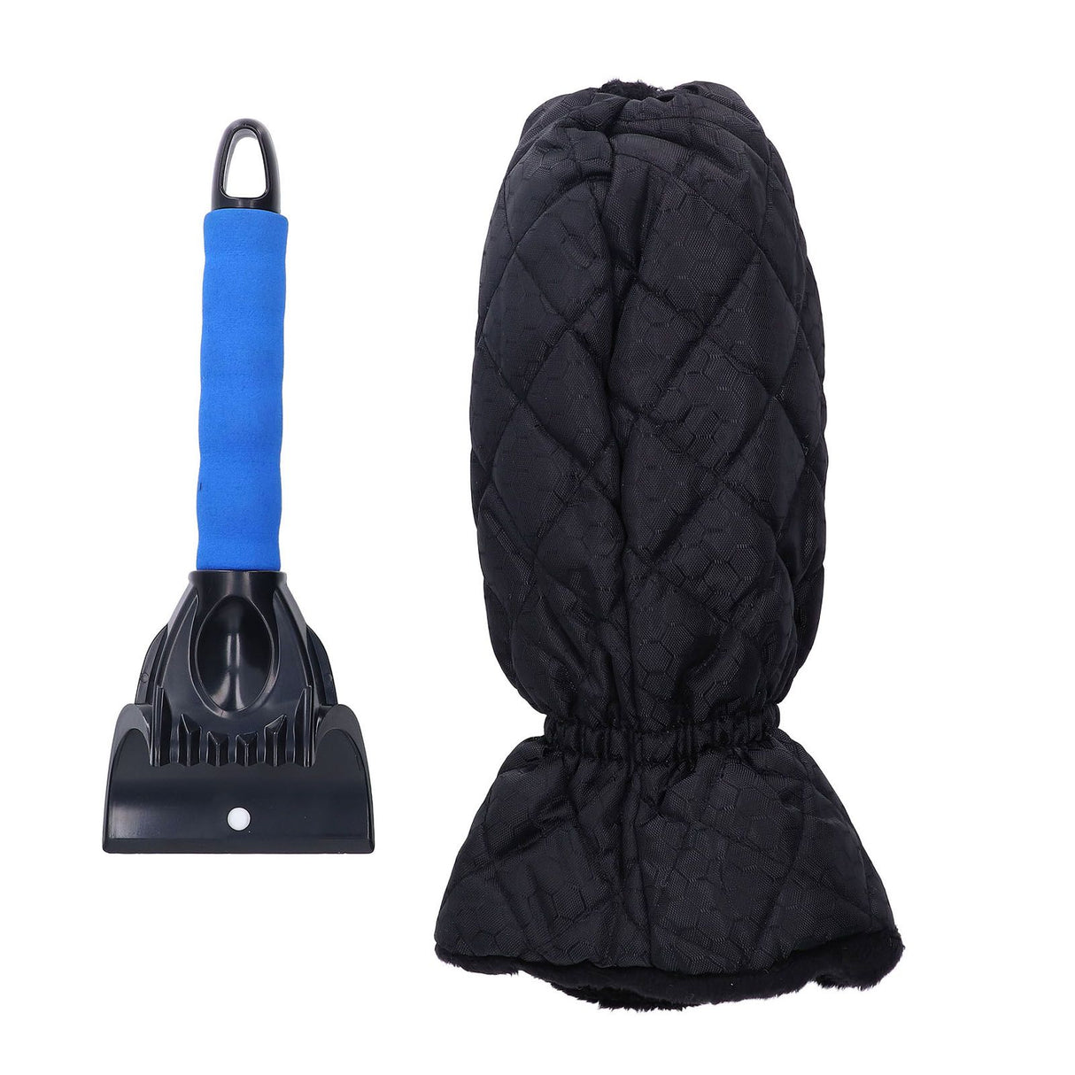 Waterproof Ice Scraper Mitt 2 in 1 Design Elastic Band Design Easy to Hold Convenient Cold Proof Car Snow Scraper GloveBlue