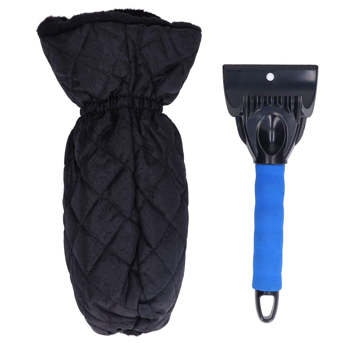 Waterproof Ice Scraper Mitt 2 in 1 Design Elastic Band Design Easy to Hold Convenient Cold Proof Car Snow Scraper GloveBlue