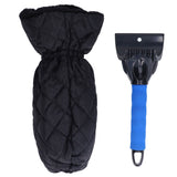 Waterproof Ice Scraper Mitt 2 in 1 Design Elastic Band Design Easy to Hold Convenient Cold Proof Car Snow Scraper GloveBlue