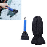 Waterproof Ice Scraper Mitt 2 in 1 Design Elastic Band Design Easy to Hold Convenient Cold Proof Car Snow Scraper GloveBlue