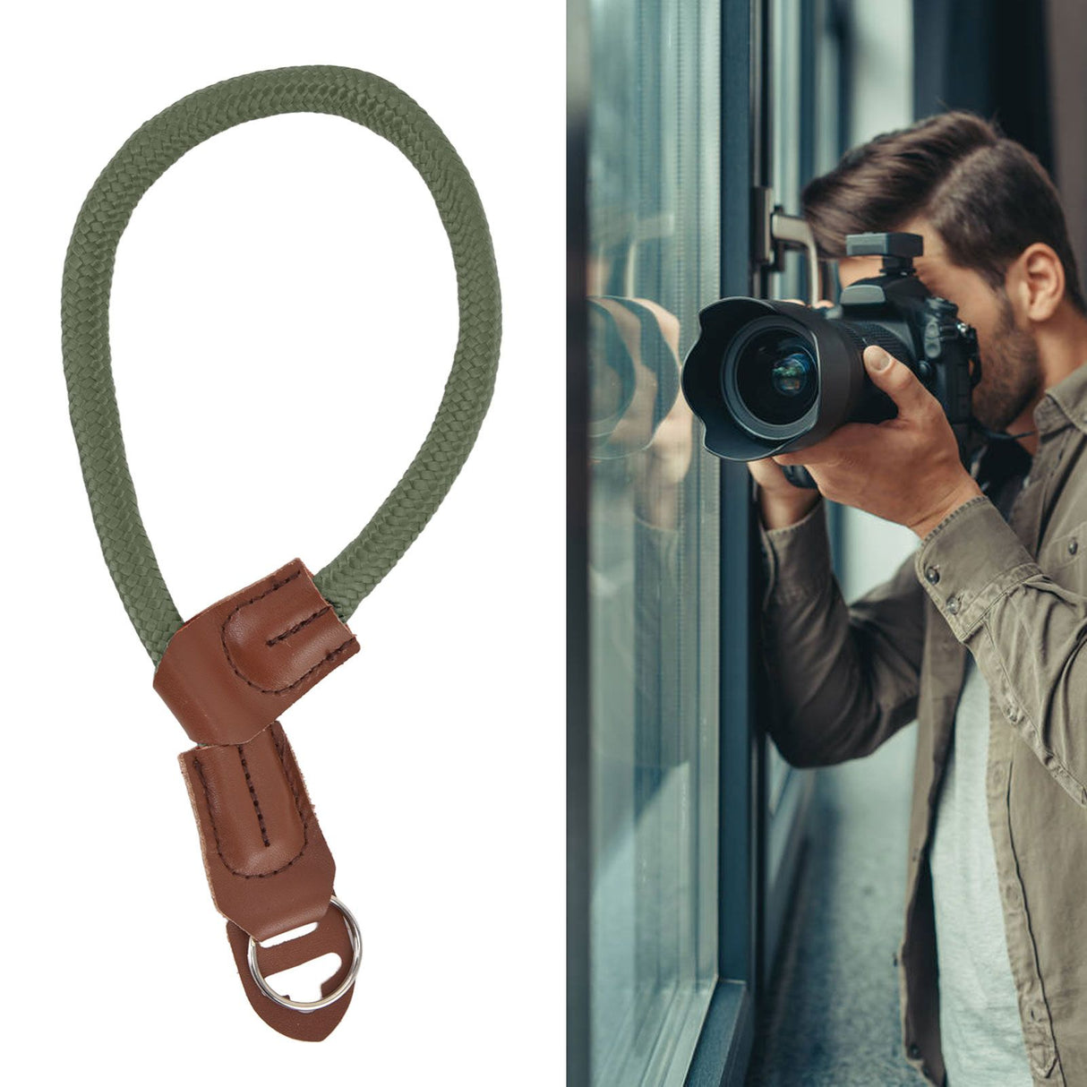Adjustable Camera Hand Wrist Strap for Nikon Digital SLR Camera Quick Release Hand RopeMilitary Green