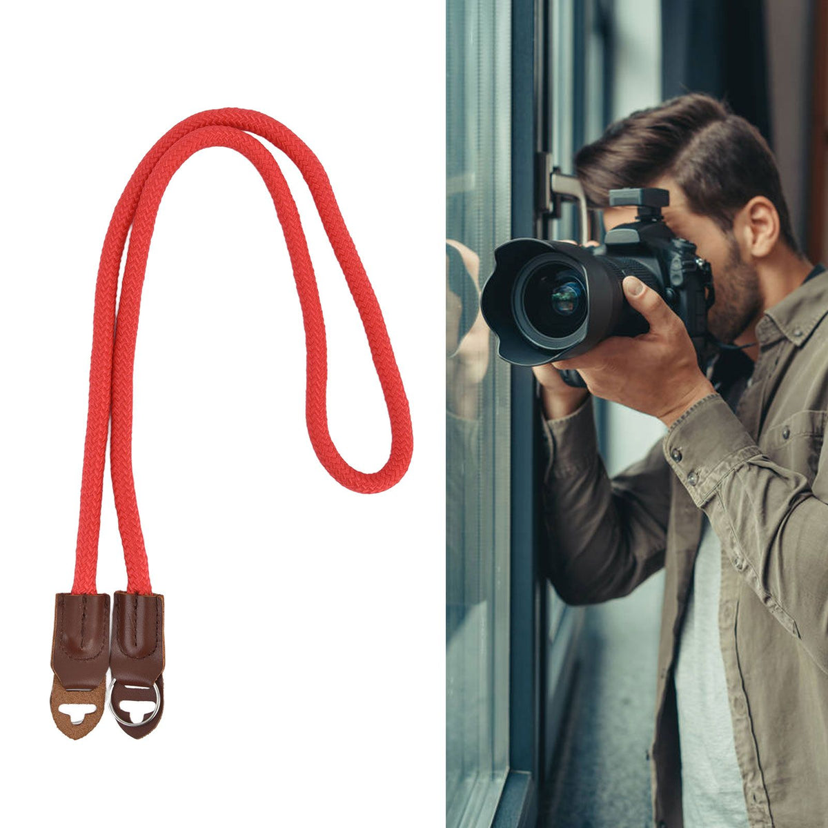 Camera Strap Nylon Universal Adjustable Camera Shoulder Neck Wrist Belt for Digital SLRRed