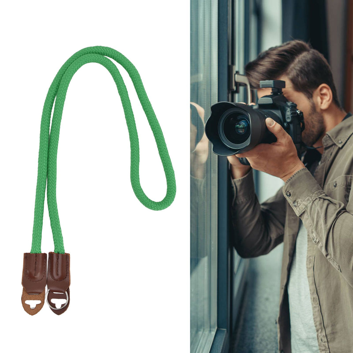 Camera Strap Nylon Universal Adjustable Camera Shoulder Neck Wrist Belt for Digital SLRGreen