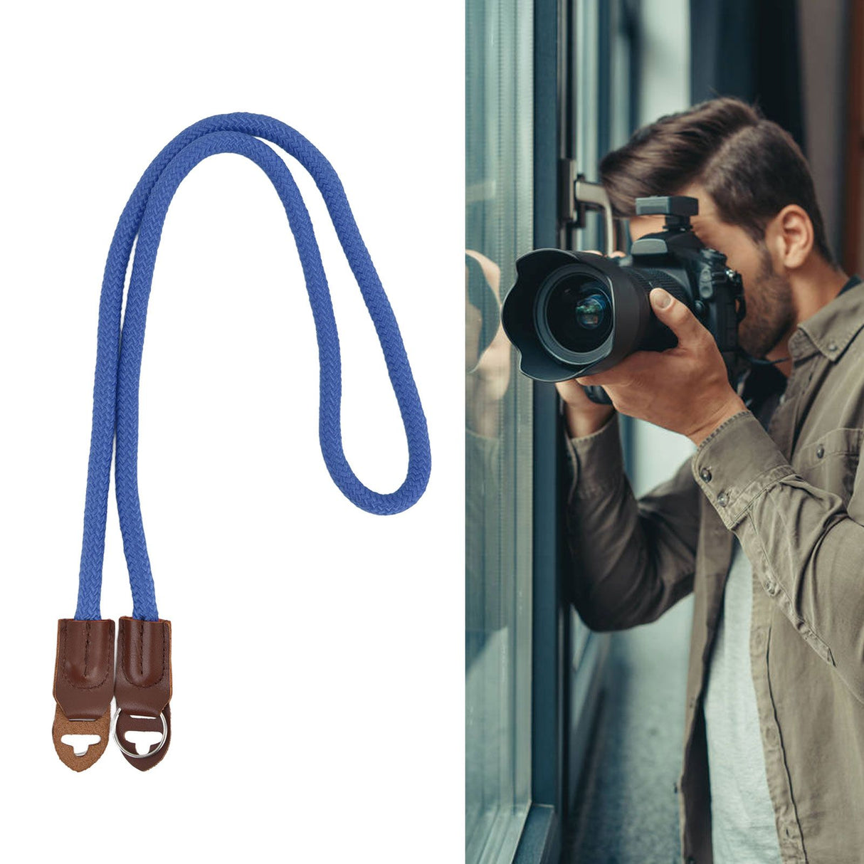 Camera Strap Nylon Universal Adjustable Camera Shoulder Neck Wrist Belt for Digital SLRBlue