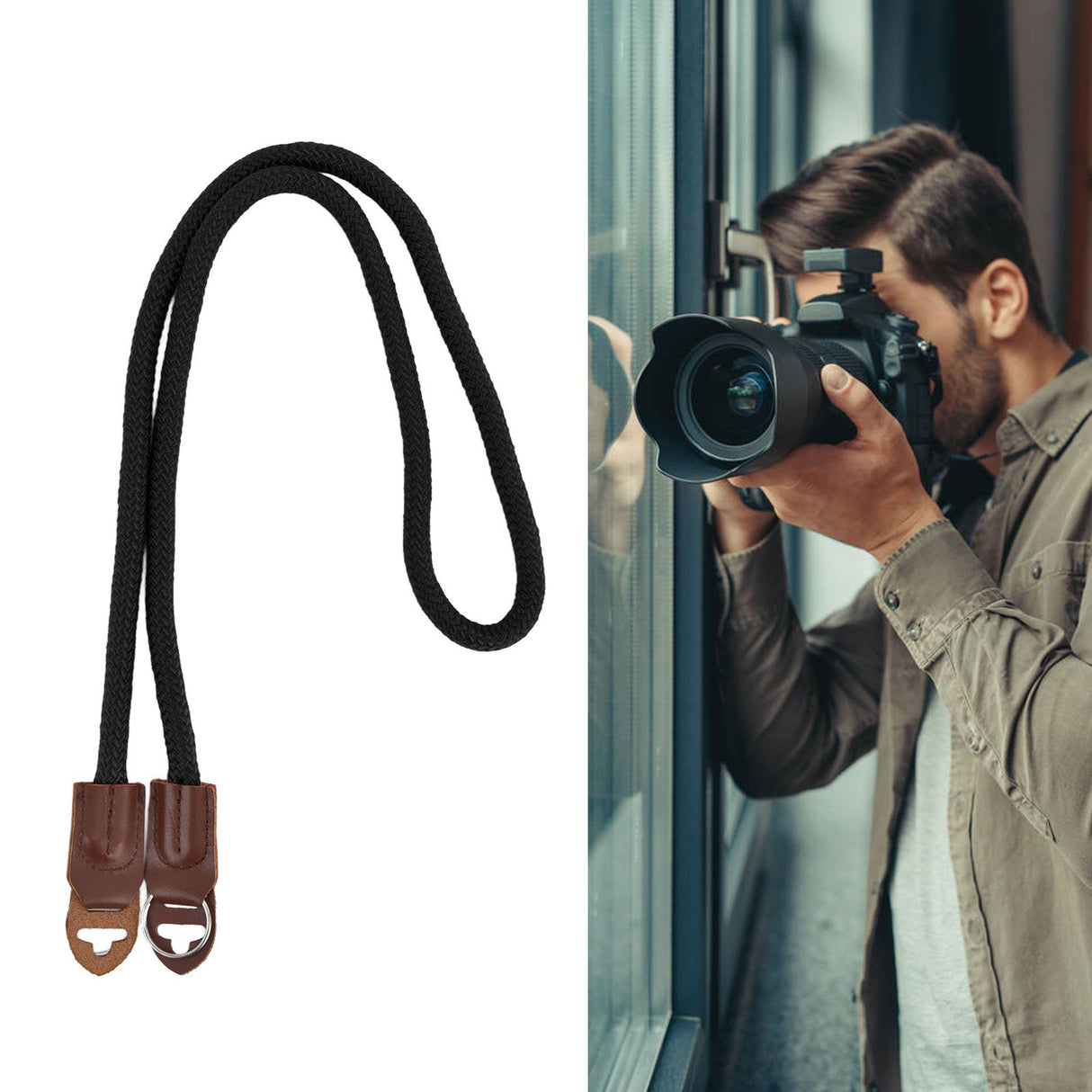 Camera Strap Nylon Universal Adjustable Camera Shoulder Neck Wrist Belt for Digital SLRBlack
